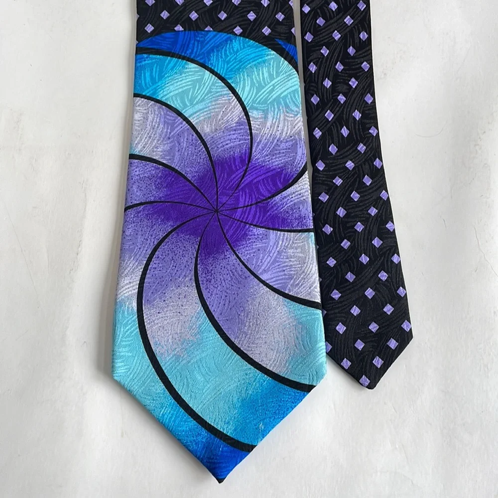 RUSH LIMBAUGH tie Black Purple Pinwheel Silk